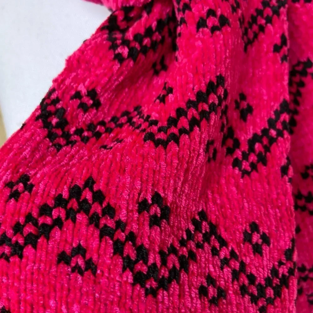 90s Vintage Long Scarf Pink Chenille